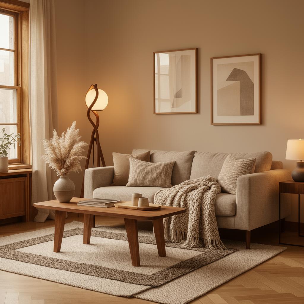 Same room reimagined with AI in a warm modern style